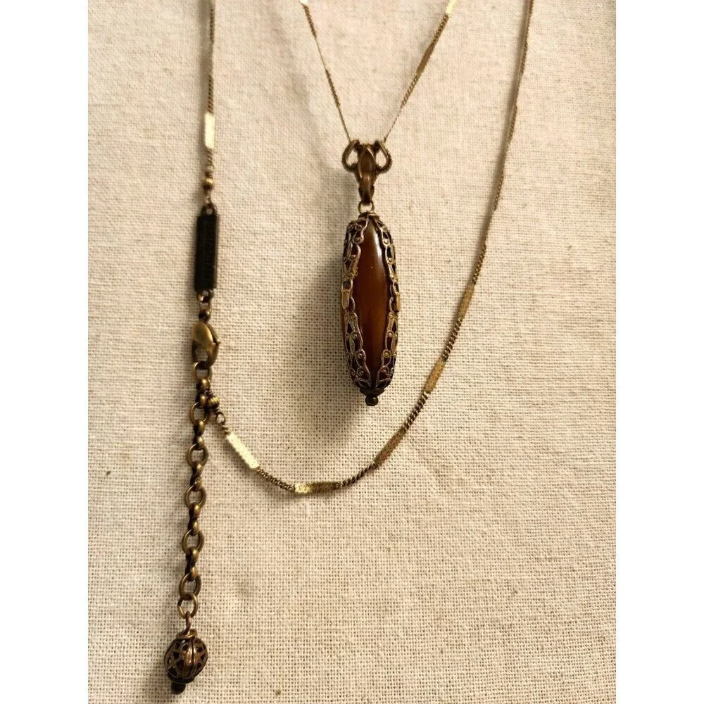 Jan Michaels Victorian Revival Style Pendant Necklace Carnelian Stone Signed